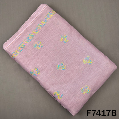 Mauve linen fabric with colorful thread sequin butis