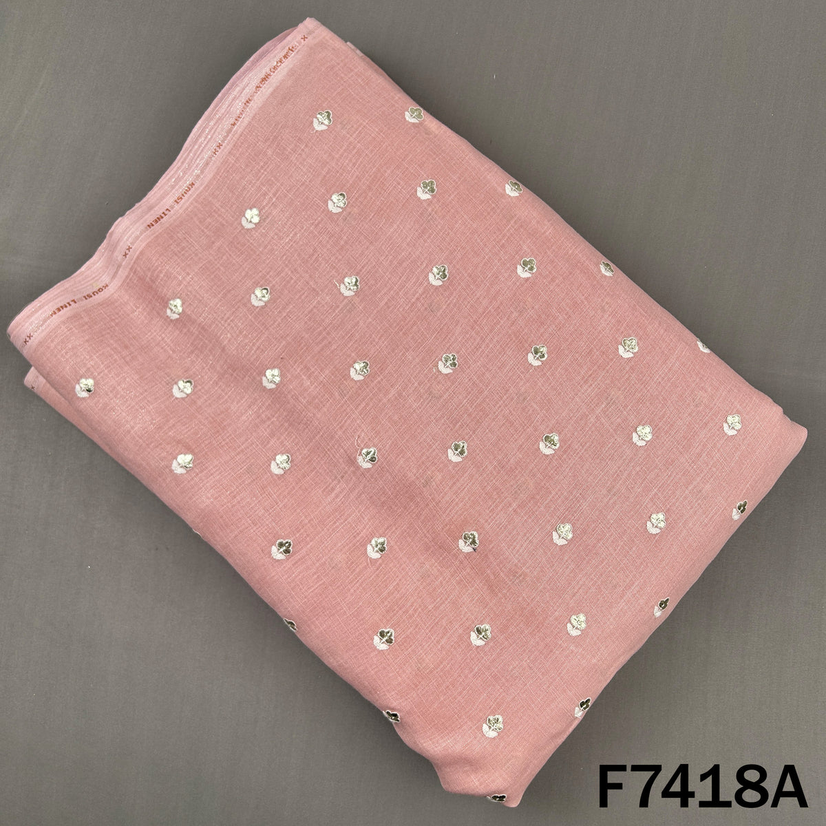 Dusty rose linen top with zari floral butis