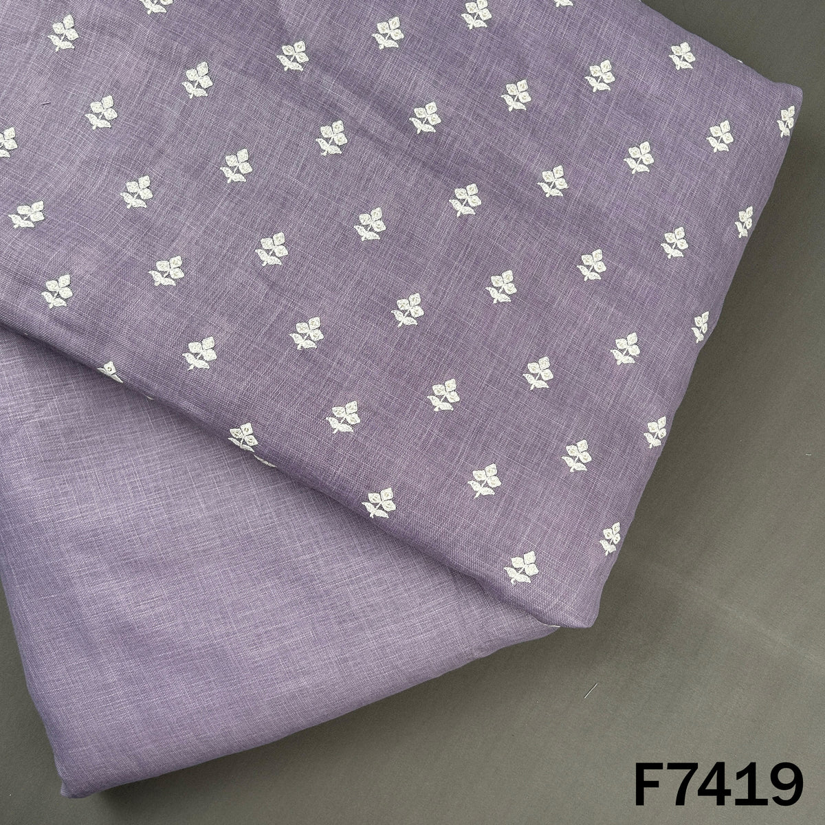 Lavender linen fabric set with thread sequin butis