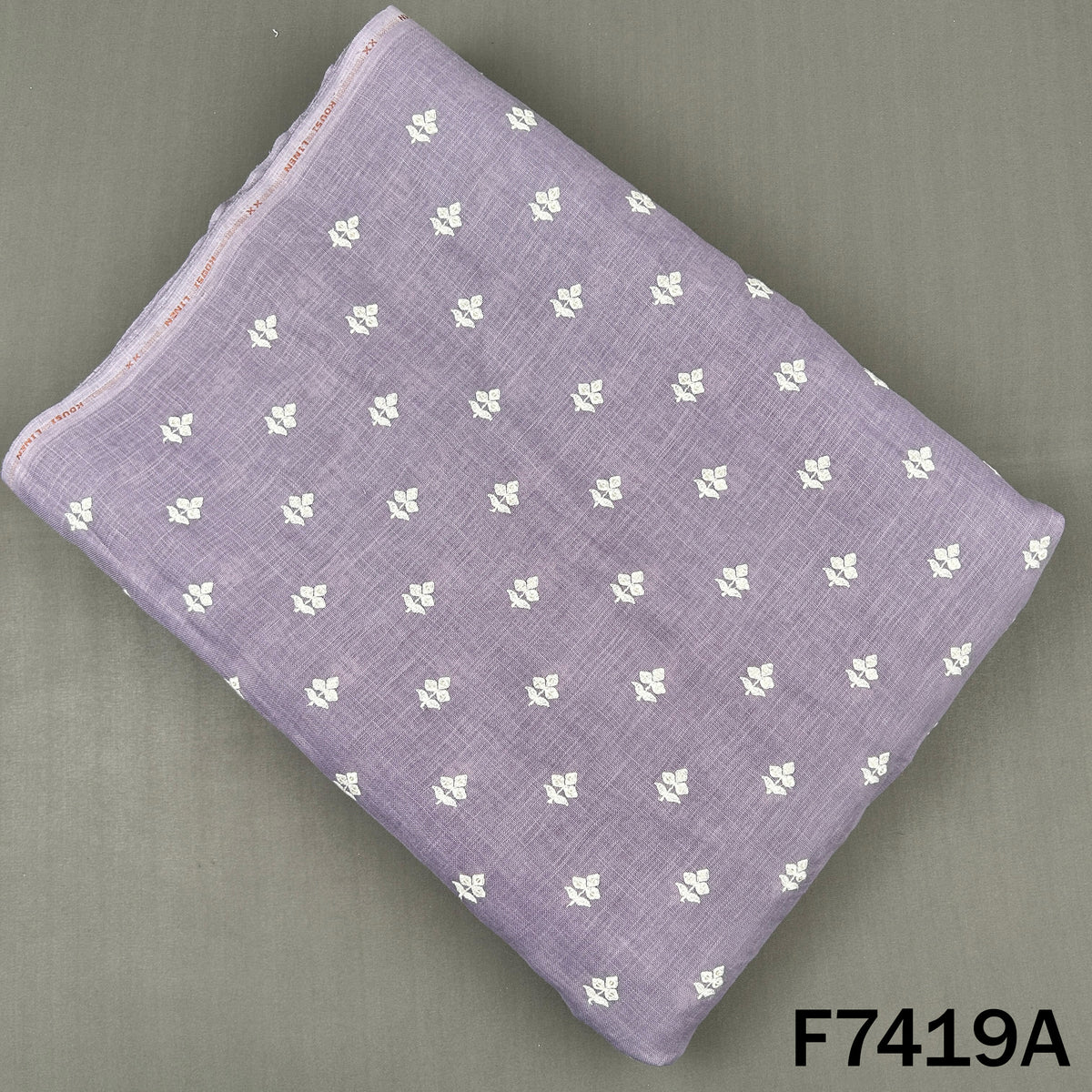 Lavender linen top fabric with sequin buti embroidery