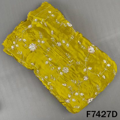 Lime green crepe fabric with cut dana embroidery