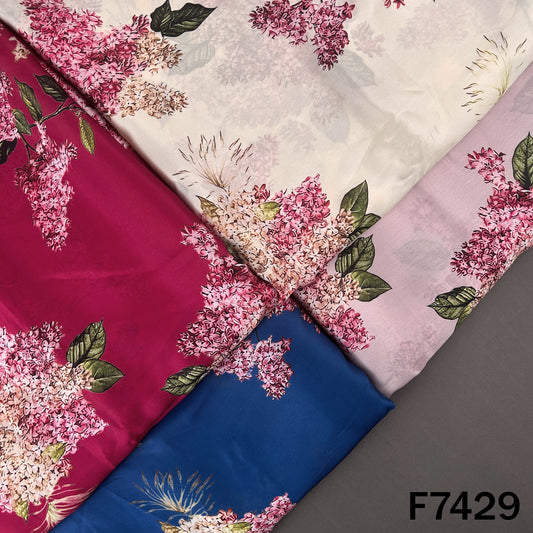 Multicolor crepe satin fabric with digital floral print