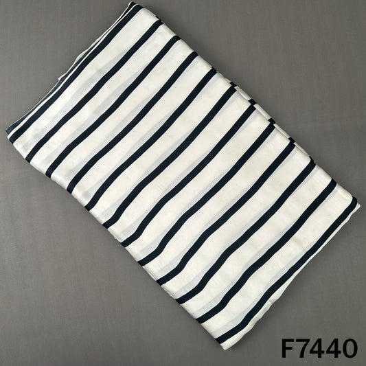 Black white crepe satin fabric with bold stripes