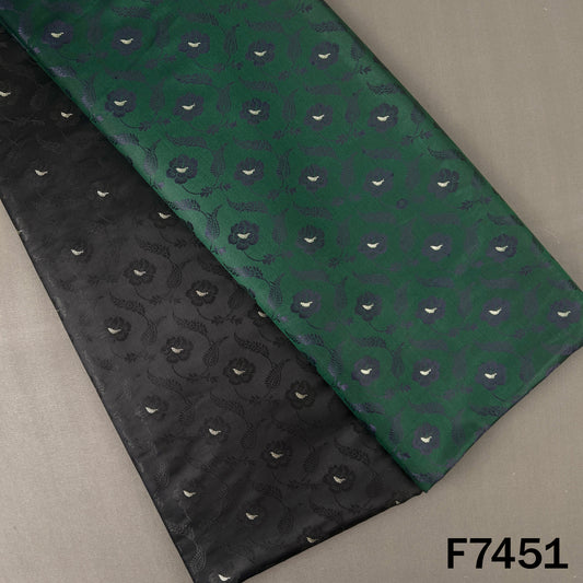 Green black brocade silk fabric with zari motifs