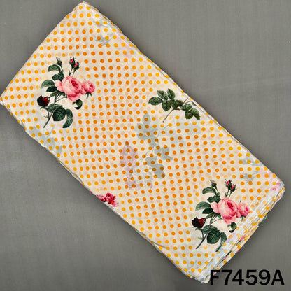 Yellow crepe top fabric with roses and dots