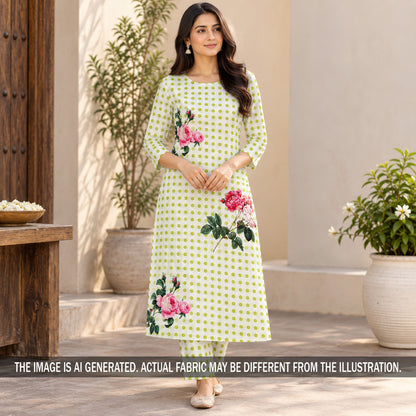 Floral polka dot crepe suit styled on model