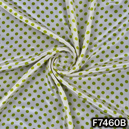 Green polka dot crepe suit material drape