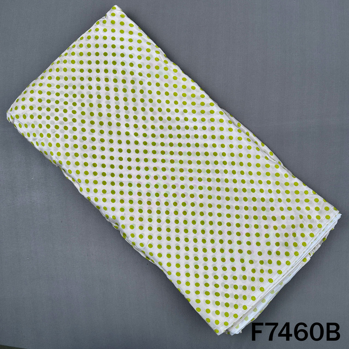 Lime green polka dot crepe bottom fabric