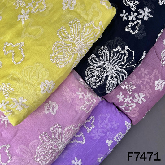Multicolor Mul Chanderi fabric with white thread embroidery