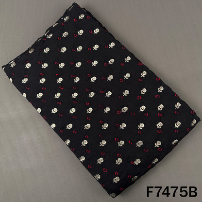 Black Bandhani silk fabric with multicolor zari motifs