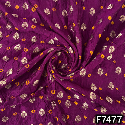 Wine purple designer Bandhani fabric with tie dye motifs
