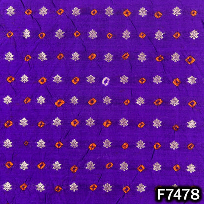 Purple silk fabric with metallic Bandhani zari pattern