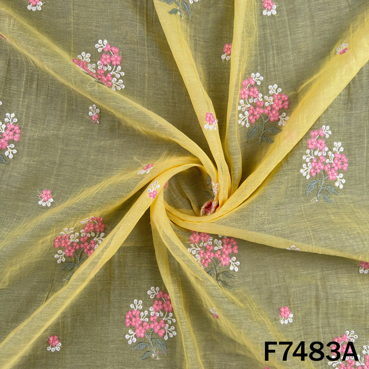 Thread sequins floral Mul Chanderi designer suit fabric