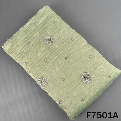 Sage green crush tissue top with pearl motifs