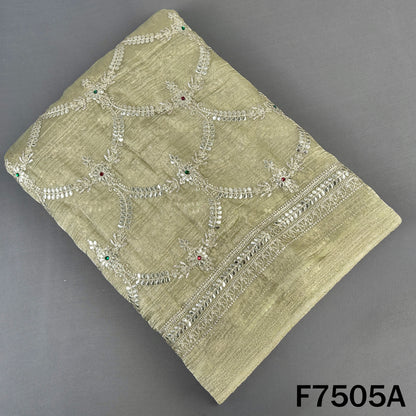 Olive crush tissue top with zari sequin embroidery