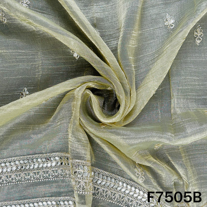 Olive embroidered dupatta with scattered buti motifs