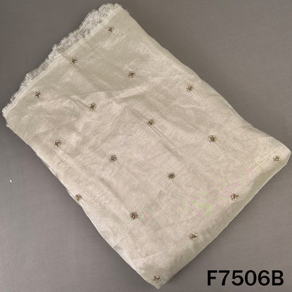 Ivory shimmer tissue bottom with scattered zari motifs