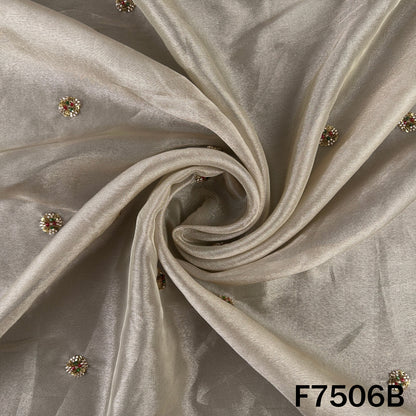 Ivory suit material with subtle sequin zari work