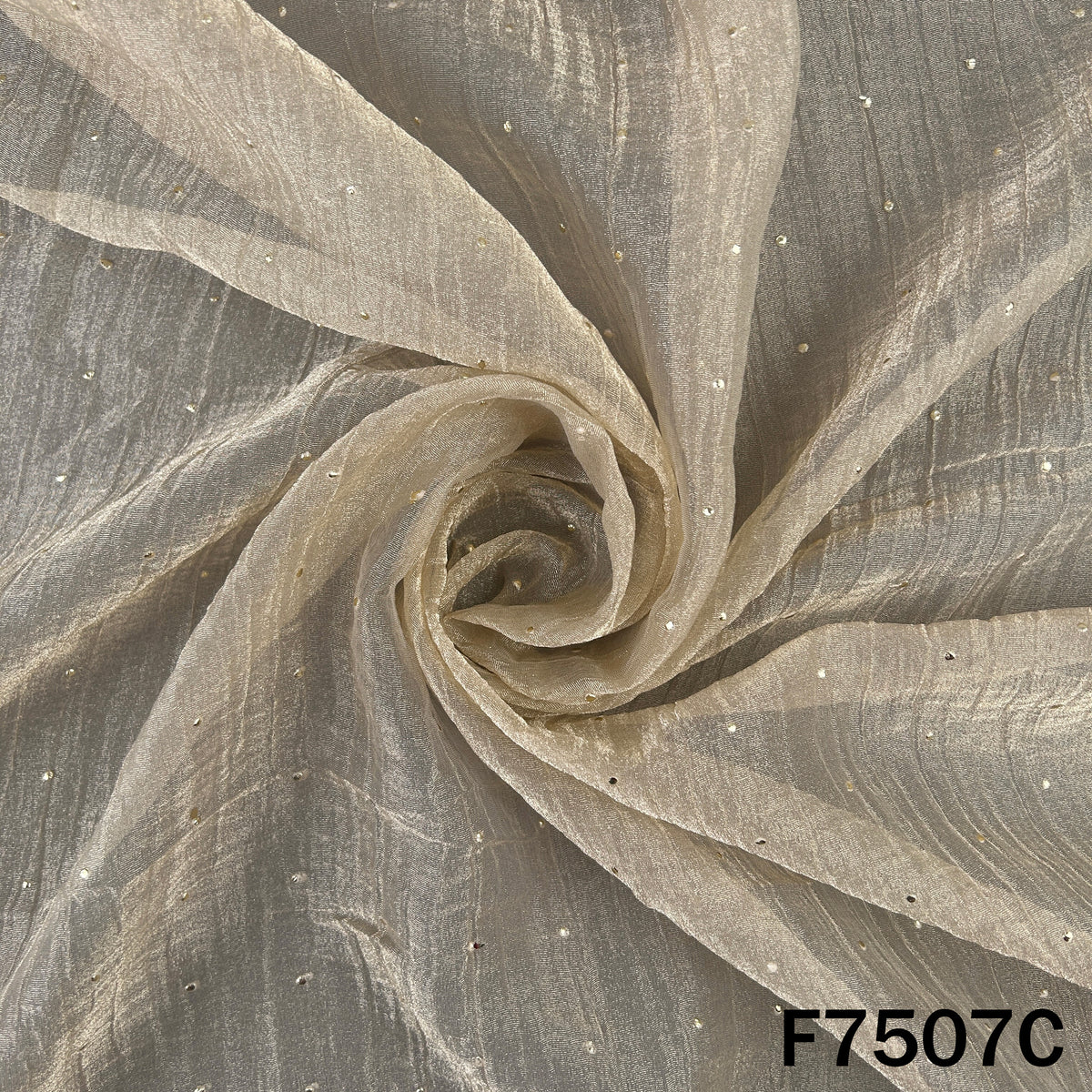 Beige occasion fabric with sparkling dew drop detailing