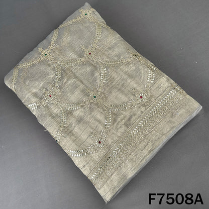 Grey crush tissue top with zari sequin embroidery