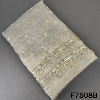 Grey crush tissue dupatta with embellished zari border
