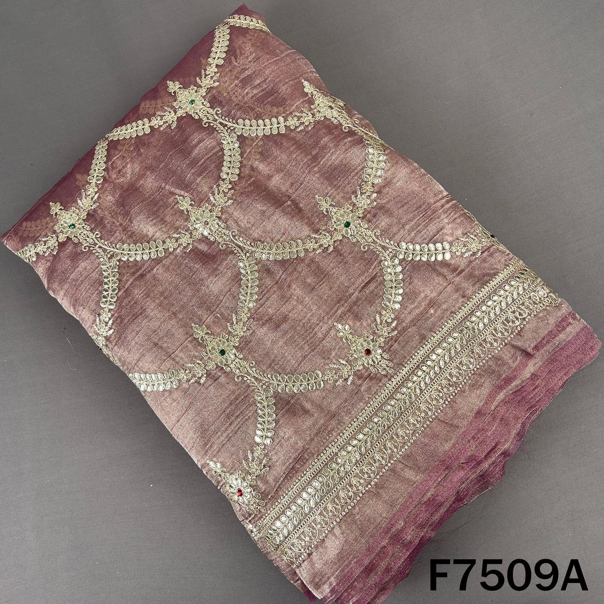 Mauve crush tissue top with zari sequin embroidery