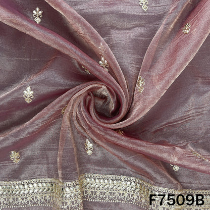 Mauve embroidered dupatta with scattered zari buti motifs