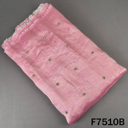 Pink shimmer tissue bottom with scattered zari motifs