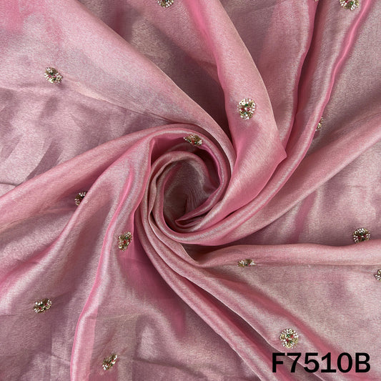 Pink suit material with subtle sequin zari work