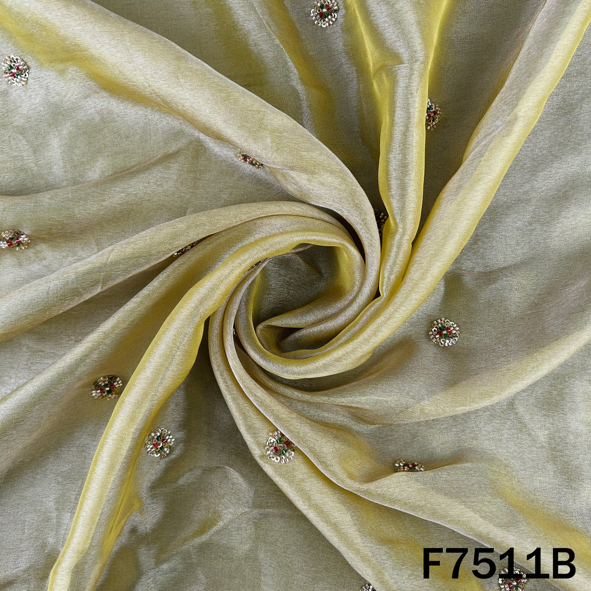 Olive suit material with subtle sequin zari work