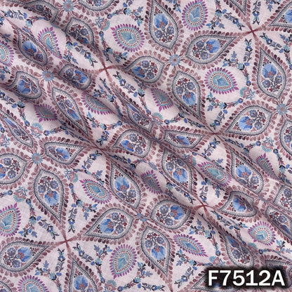 Pink designer linen cotton with medallion paisley pattern