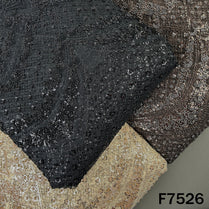 Multicolor net fabric with cut dana sequin embroidery