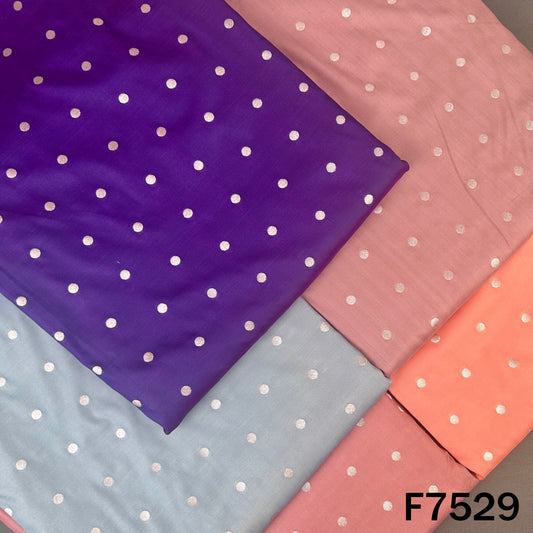 Multicolor Banarasi silk fabric with zari buti work