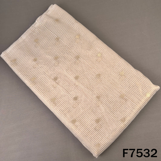 Beige gold tissue organza fabric with zari butis
