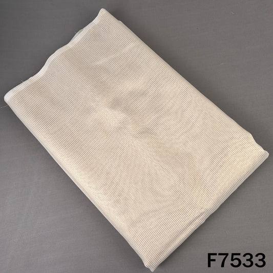 Beige gold tissue organza fabric with fine stripes