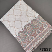 Ivory crepe fabric with patch work zari embroidery