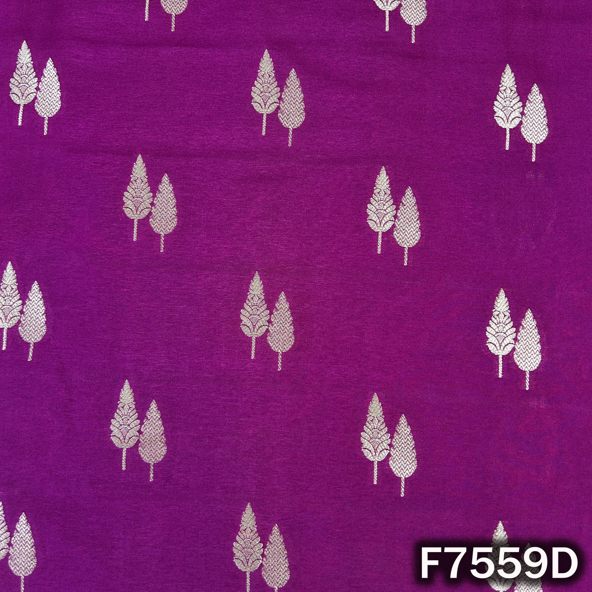 Purple magenta designer brocade with metallic leaf detailing