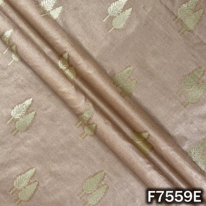Soft beige brocade silk with traditional woven leafwork