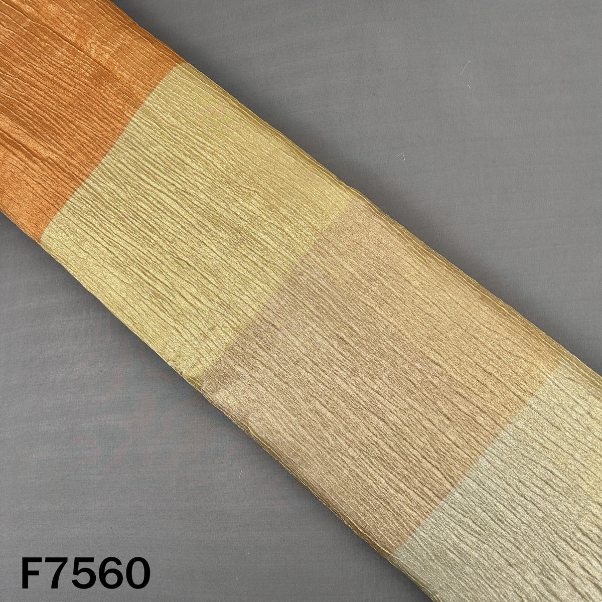 Gold copper Kanjivaram crush tissue with colour blocks