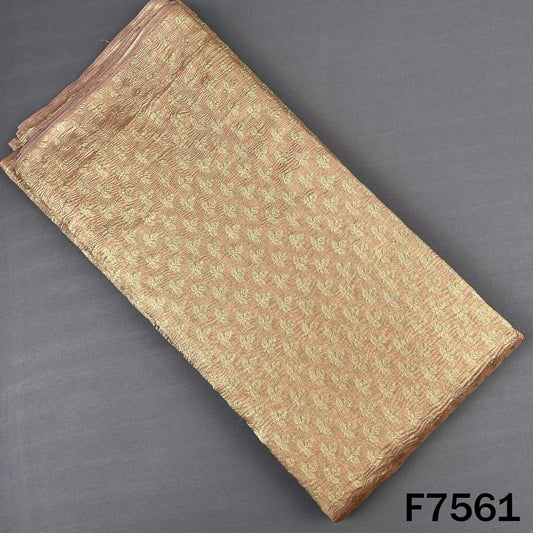 Rose gold crush tissue fabric with golden florals