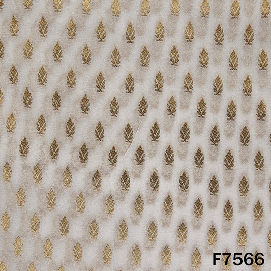Dyeable georgette suit material with golden leaf butis