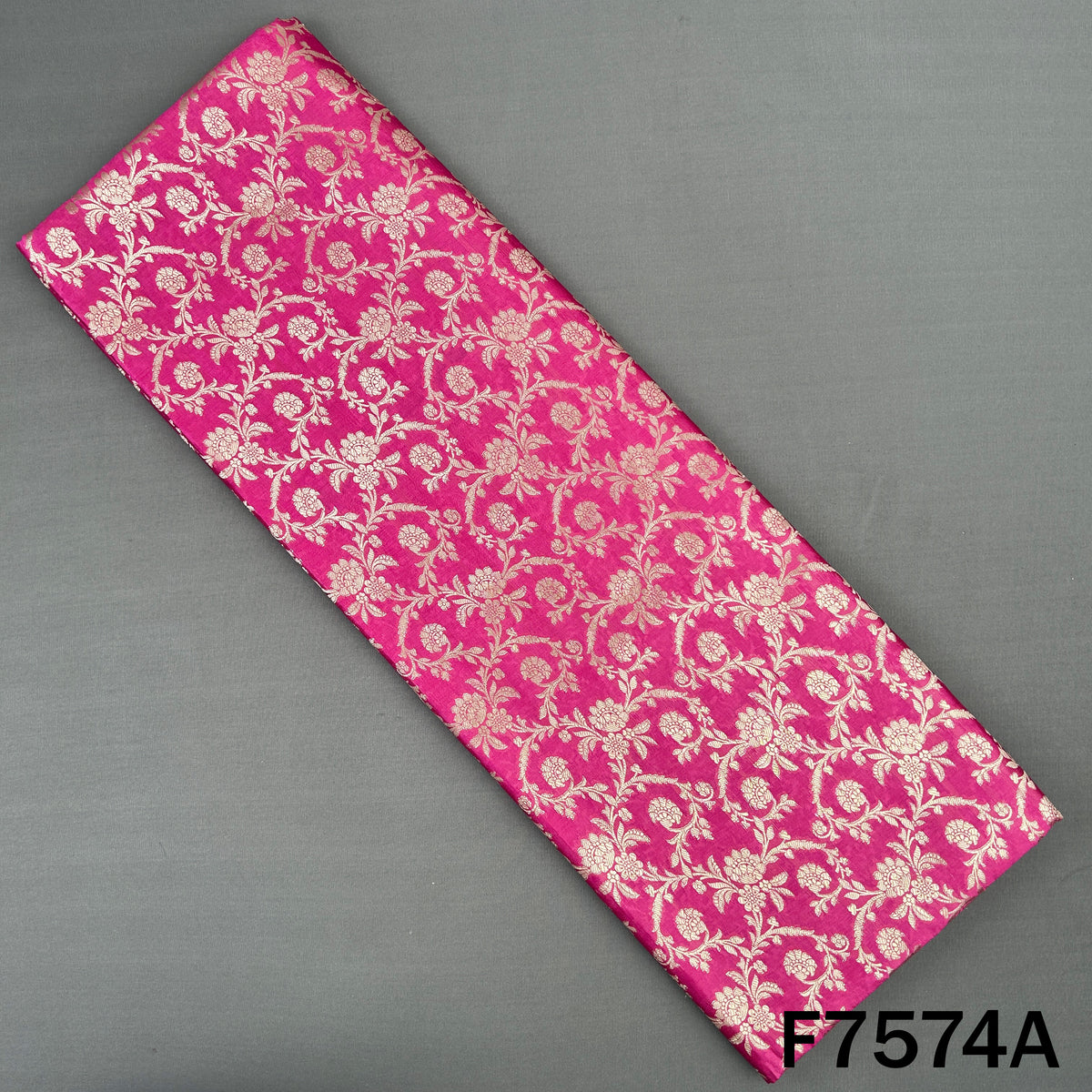 Pink Banarasi brocade silk with floral zari weaving