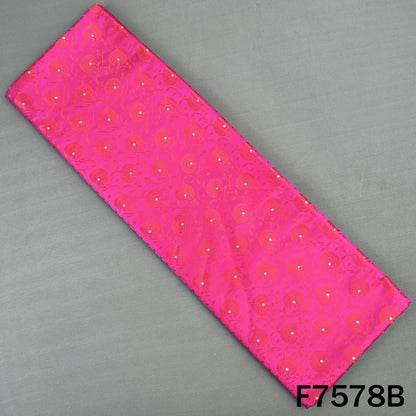 Rani pink brocade fabric with floral vine motifs