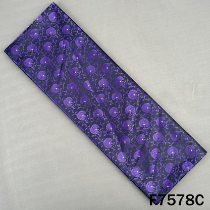 Dark purple brocade fabric with floral jacquard motifs