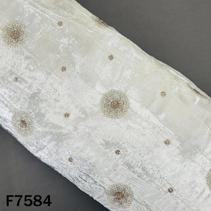 Ivory crushed velvet fabric with golden cut dana motifs