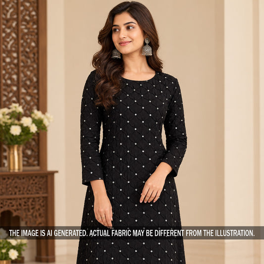 Black Pure Bandhani silk kurti styled on model