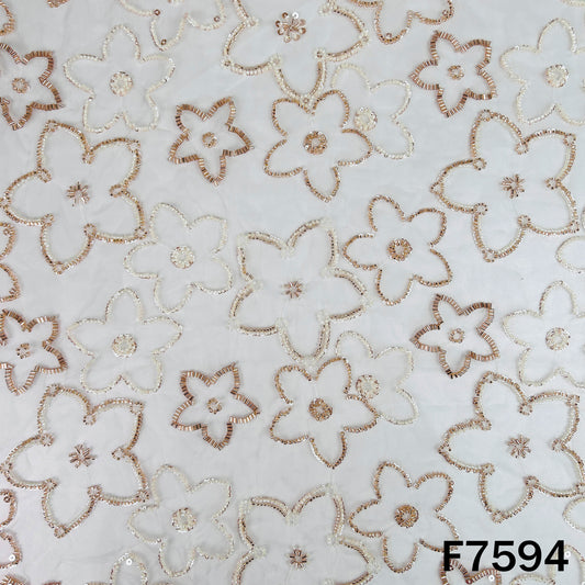 Dyeable organza fabric with delicate floral sequin motifs