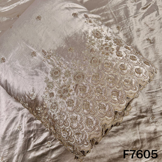 Champagne velvet top and bottom fabric with cut dana zari embroidery