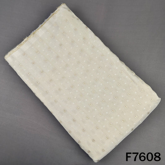 Ivory shimmer tissue fabric with delicate golden zari butti motifs