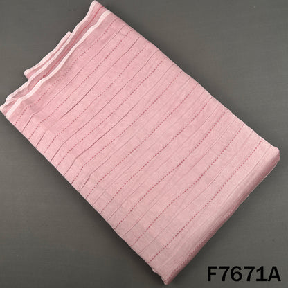 Pink Monga silk fabric with delicate linear threadwork